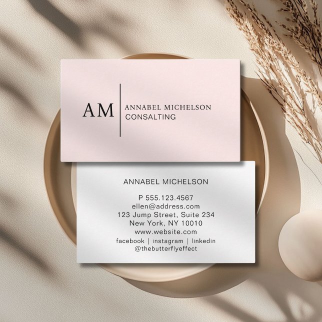 Carte de visite rose clair Monogramme (Monogram Lightpink Business Card)