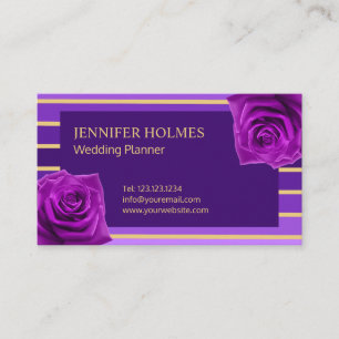 Carte de visite Rose Classy Purple Gold Stripes