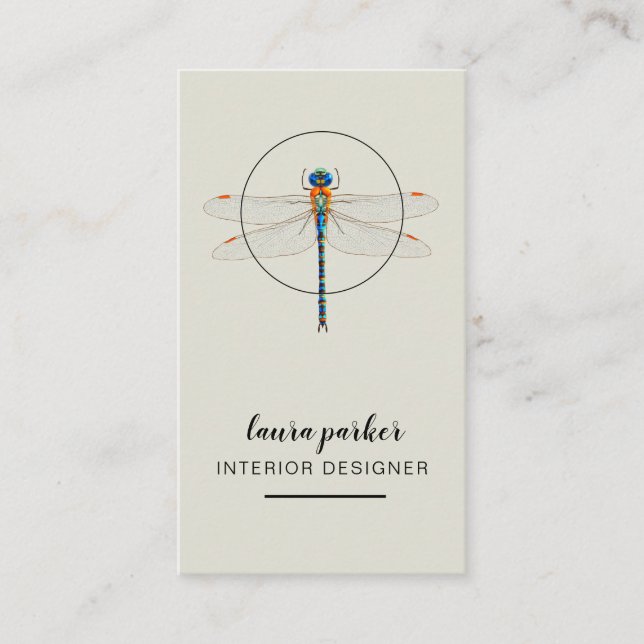 Carte De Visite Rose créatif de nature de concepteur de libellule (Devant)