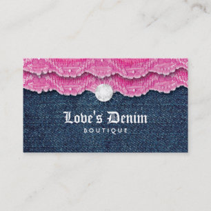 Carte De Visite Rose de bijoux de dentelle de jeans de denim de