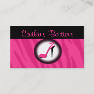 Carte de visite rose de boutique de chaussure