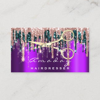 Carte De Visite Rose de ciseaux de coiffeur professionnel violet