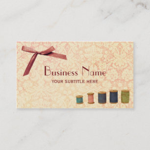 Carte de visite rose de couture de cru de damassé