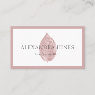 carte de visite rose de feuille