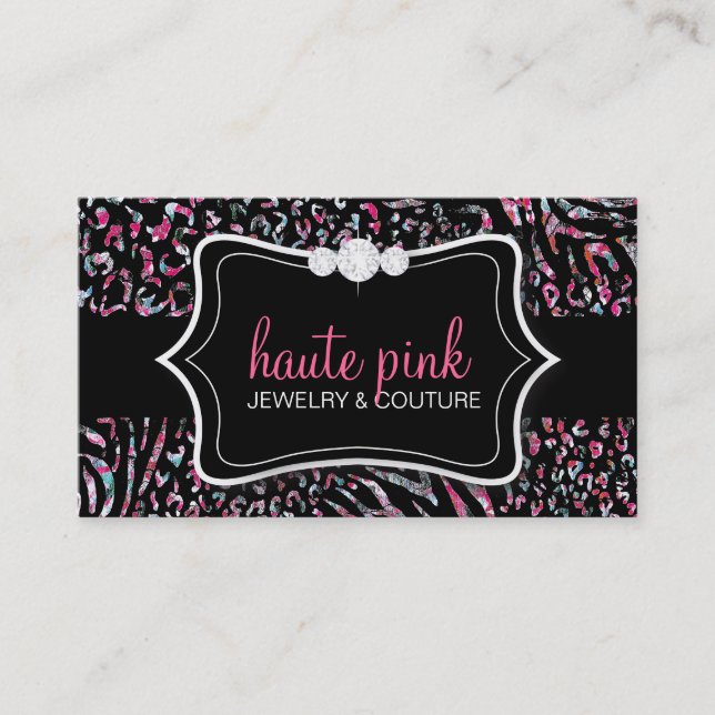 Carte De Visite Rose de léopard de zèbre de 311 Haute (Devant)