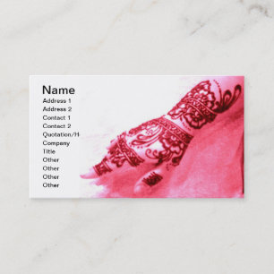 Carte de visite rose de main de henné
