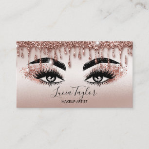 Carte De Visite Rose de maquillage de Parties scintillant en or
