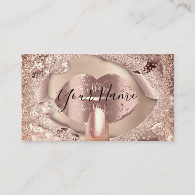 Carte De Visite Rose de maquillage  Gold Kiss Lips Parties scintil (Devant)