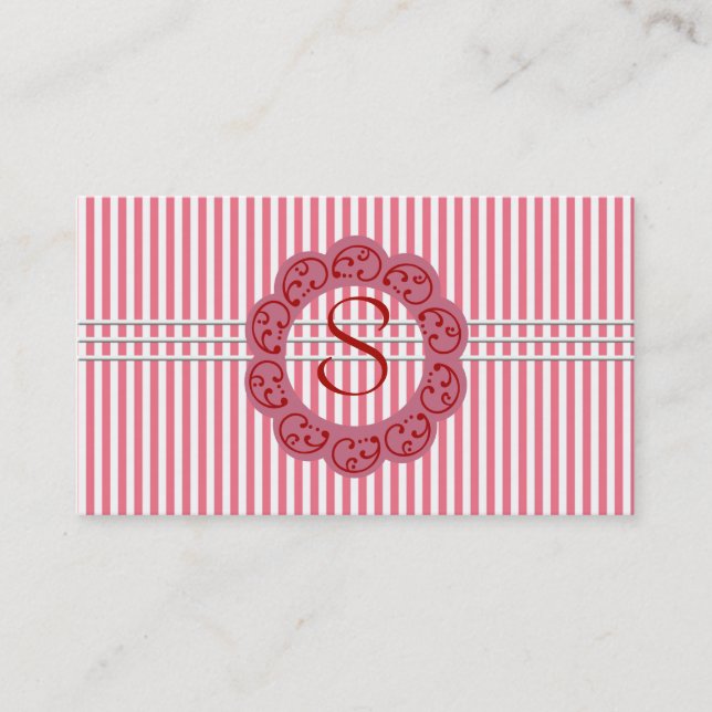 Carte de visite rose de monogramme (Devant)