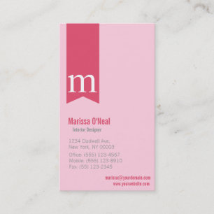 Carte de visite rose de monogramme