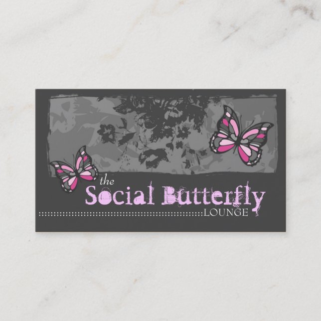 CARTE DE VISITE ROSE DE PAPILLON DE 311 SOCIAL (Devant)