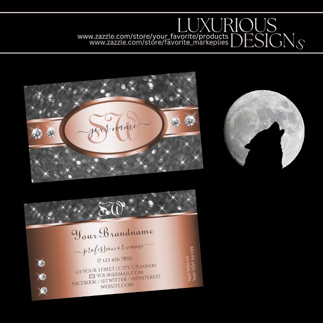 Carte De Visite Rose de Parties scintillant en argent Diamants éti (Créateur téléchargé)