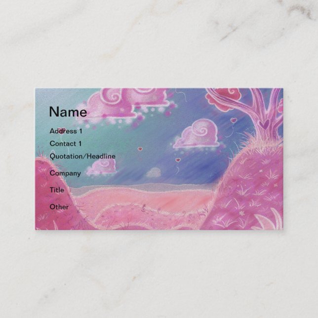 Carte de visite rose de paysage de bande dessinée (Devant)