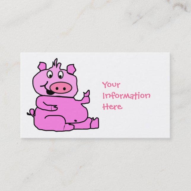 Carte de visite rose de porc de bande dessinée (Devant)