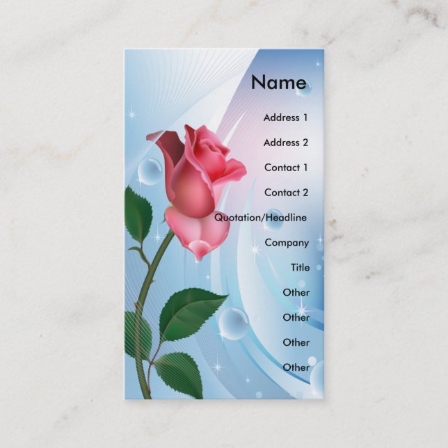 CARTE DE VISITE ROSE DE ROSE D'IMAGINAIRE (Devant)