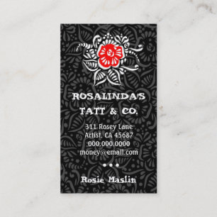 CARTE DE VISITE ROSE DE TATOUAGE DE ROCKIN