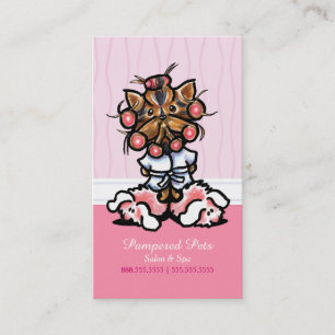 Carte De Visite Rose de Yorkie de spa de Groomer de chien