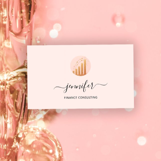 Carte De Visite Rose des pièces comptables du courtier-conseil en  (Finance Consulting Broker Accountant Coins Rose Business Card)