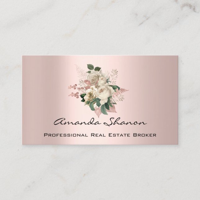 Carte De Visite Rose d'événement Logo ivoire Wedding planner CODE  (Devant)