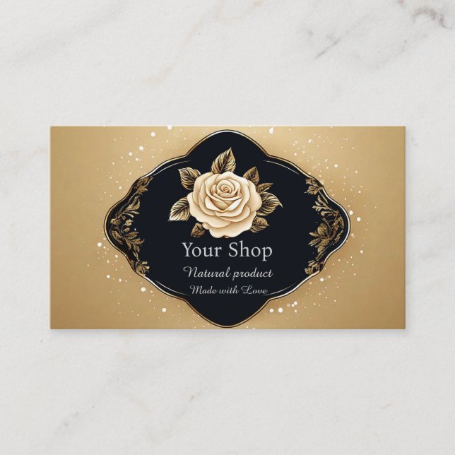 Carte De Visite Rose dorée florale élégante (Devant)