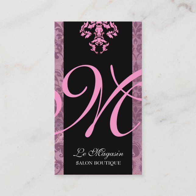 Carte De Visite rose doux du monogramme 311-Marley (Devant)