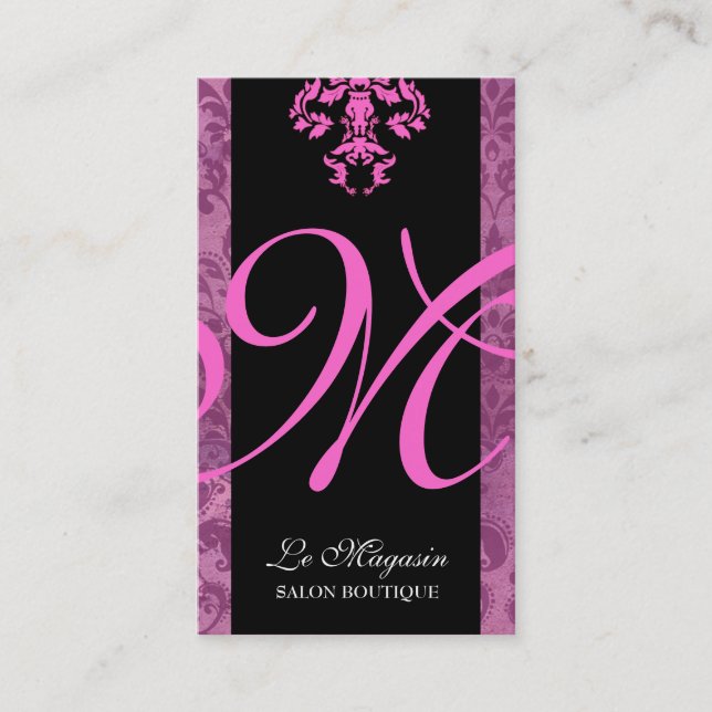 Carte De Visite rose du monogramme 311-Marley aussi (Devant)