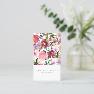 Carte de visite rose Elegant Aquarelle Fleurs