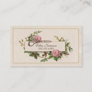 Carte De Visite rose élégant chic vintage de coiffeur floral