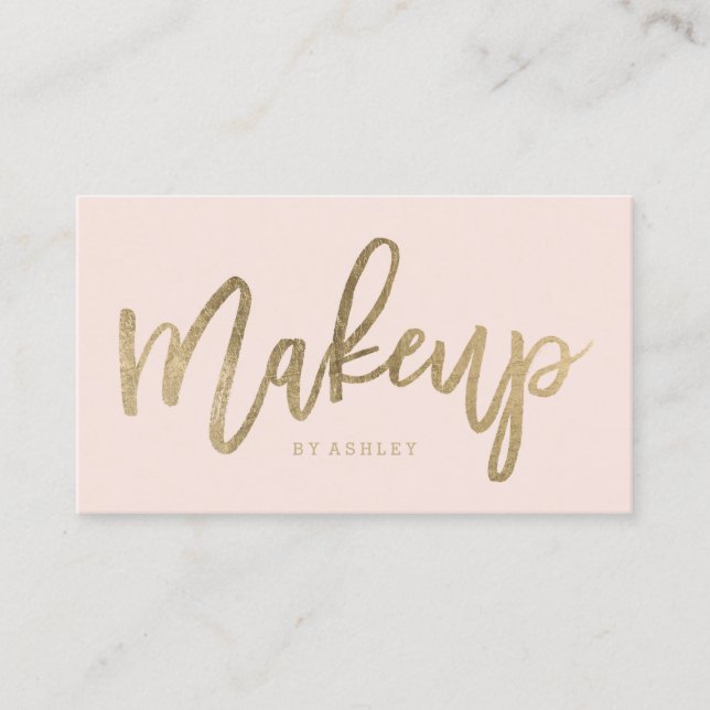 Carte De Visite Rose élégant de typographie d'or de faux de (Devant)