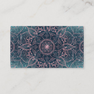 Carte De Visite Rose élégant Gold Mandala Blue Nebula Stars