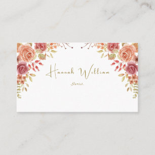 Carte De Visite Rose Élégante Florale Aquarelle Automne