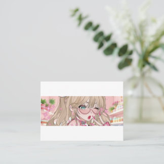 Carte de visite rose esthétique pour fille anime m