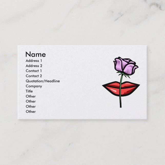 Carte De Visite Rose et lèvres de pourpre (Devant)