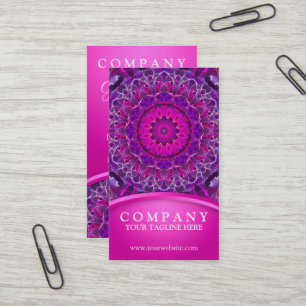 Carte De Visite Rose et mandala rougeoyant pourpre - conception