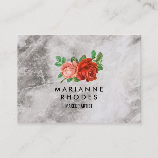 Carte De Visite Rose et marbre (Devant)