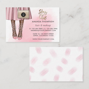 Carte de visite rose et or girly