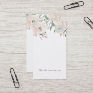 Carte De Visite Rose et sauge vert menthe floral moderne chic élég