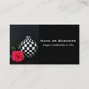 Carte De Visite Rose et vase checkered