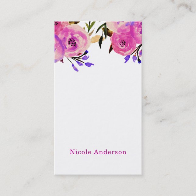 Carte De Visite Rose et violet brillant Floral moderne Chic Bold (Devant)