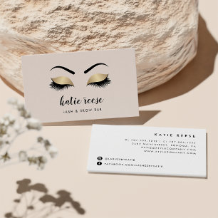 Carte De Visite Rose & Faux Gold Lashes & Brows Beauté