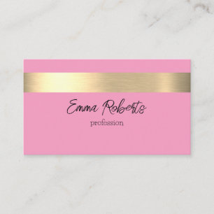 Carte De Visite Rose flamant métallisé or feuille rustique faux