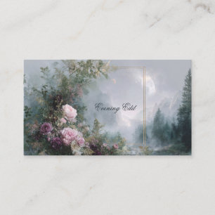 Carte De Visite Rose Fleur Rose et Montagne Céleste Brumeuse