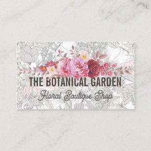 Carte De Visite Rose   Fleurs botaniques du jardin