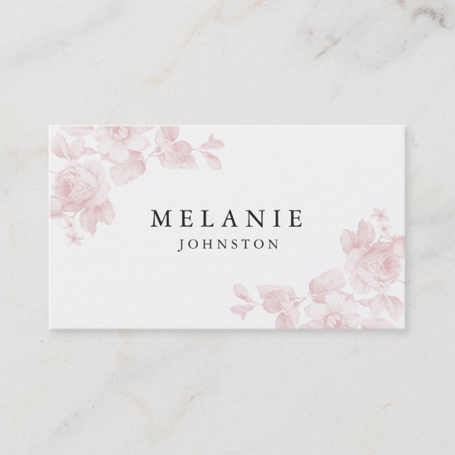Carte De Visite Rose Floral Élégant (Devant)