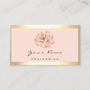 Carte De Visite Rose Floral Maquillage Or Artiste Coiffure Salon