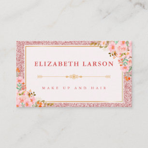 Carte De Visite Rose Floral Parties scintillant or maquillage Arti