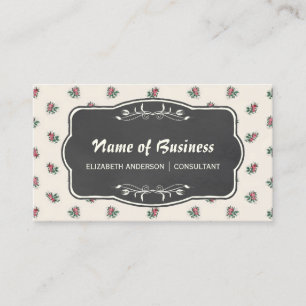 Carte De Visite Rose Floral Vintage Papier peint et tableau noir