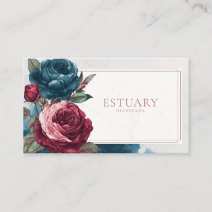 Carte De Visite Rose Florale Vintage Humeur Marbré Bleu Sarcelle