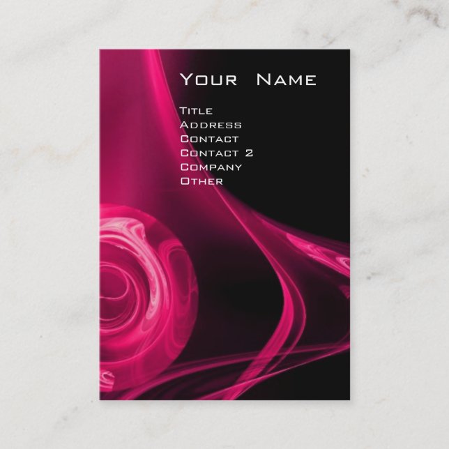 Carte De Visite ROSE FRACTAL 3 rose violet noir brillant (Devant)