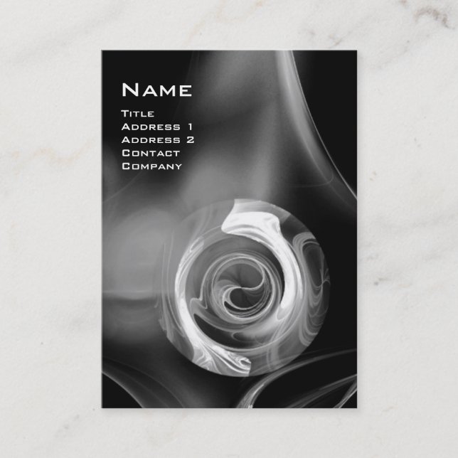 Carte De Visite ROSE FRACTAL 4 MONOGRAM noir blanc gris (Devant)